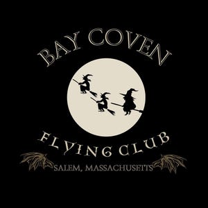 Cute witch logo t shirt Halloween witches shirt moon flying witches Halloween wear flying club logo Salem Mass Halloween shirt for her