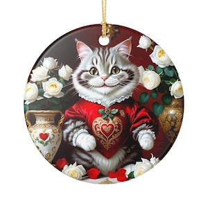Cheshire cat Ornament ceramic Alice in Wonderland fan gift smiling cat Xmas ornament literary gift book inspired gift for book lovers