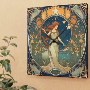 wall Clock star tarot card occult wall decor art nouveau witchy home decor spiritual gift boho eclectic decor occult fan birthday gift