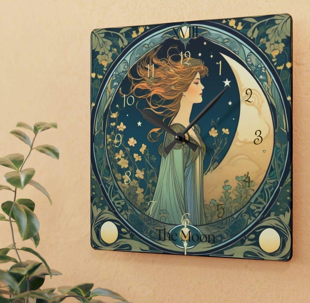 Wall Clock Moon Tarot Card Decor Occult Wall Decor Witchy Home Decor ...