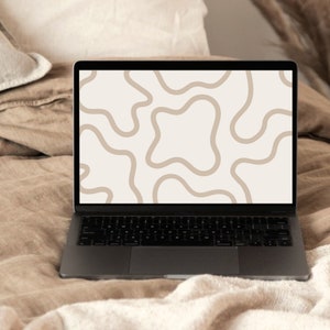 Papier peint neutre abstrait Boho minimaliste esthétique arrière-plan pour ordinateur portable | Téléchargement numérique