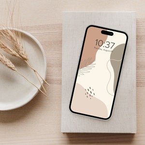 Boho Terracotta Aesthetic Phone Wallpaper Home Screen Background | Digital Download