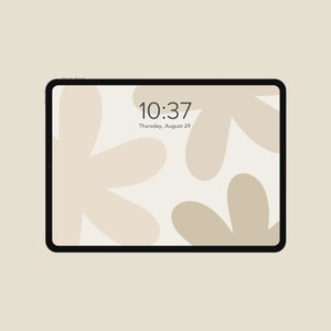 Boho Floral Neutral Aesthetic iPad Tablet Wallpaper Home Screen Background | Digital Download