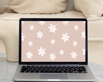 Neutral Desktop Wallpaper Floral Abstract Minimalist Boho Aesthetic Laptop Background | Digital Download