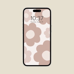 Boho Floral Neutral Aesthetic Phone Wallpaper Home Screen Background | Digital Download