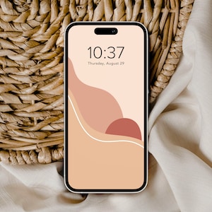Boho Terracotta Aesthetic Phone Wallpaper Home Screen Background | Digital Download