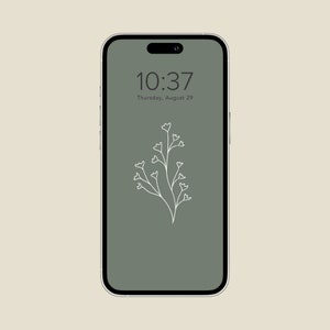 Boho Floral Neutral Aesthetic Phone Wallpaper Home Screen Background | Digital Download