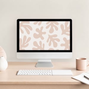 Papier peint neutre abstrait Boho minimaliste esthétique arrière-plan pour ordinateur portable | Téléchargement numérique
