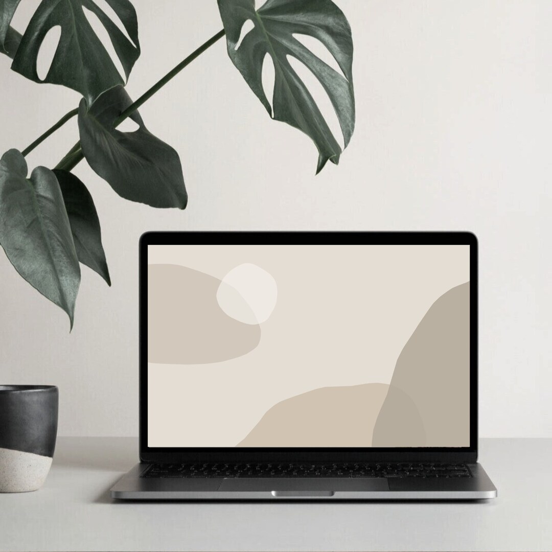 Neutral Desktop Wallpaper Abstract Minimalist Boho Aesthetic Laptop