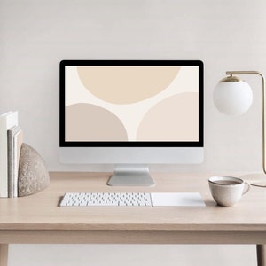 Papier peint neutre abstrait Boho minimaliste esthétique arrière-plan pour ordinateur portable | Téléchargement numérique