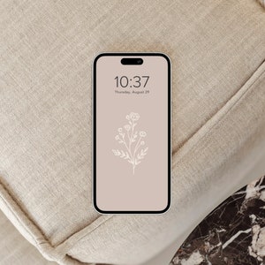 Boho Floral Neutral Aesthetic Phone Wallpaper Home Screen Background | Digital Download