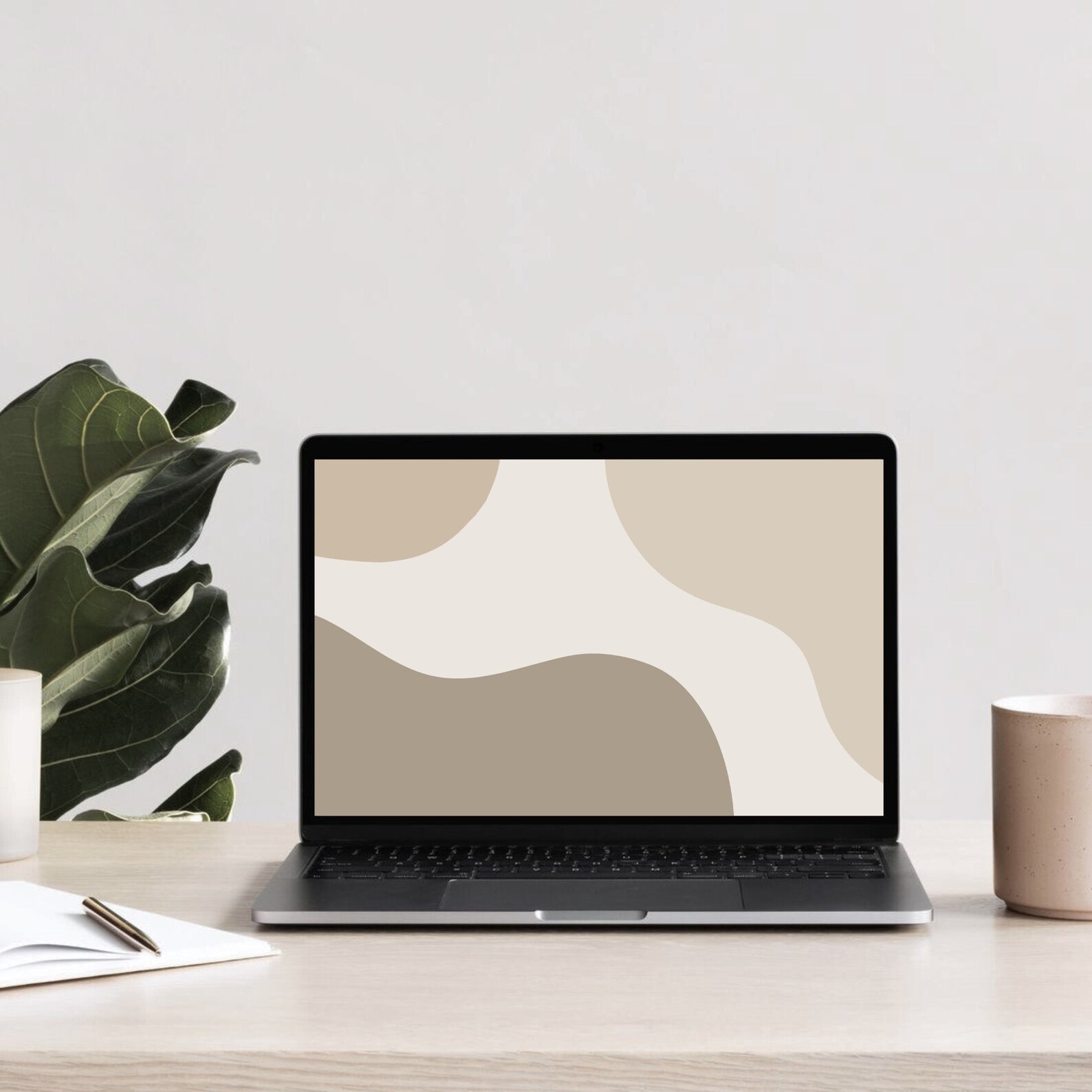 Neutral Desktop Wallpaper Abstract Minimalist Boho Aesthetic Laptop ...