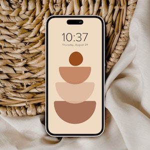 Boho Terracotta Aesthetic Phone Wallpaper Home Screen Background | Digital Download