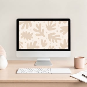 Papier peint neutre abstrait Boho minimaliste esthétique arrière-plan pour ordinateur portable | Téléchargement numérique