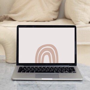 Papier peint neutre abstrait Boho minimaliste esthétique arrière-plan pour ordinateur portable | Téléchargement numérique