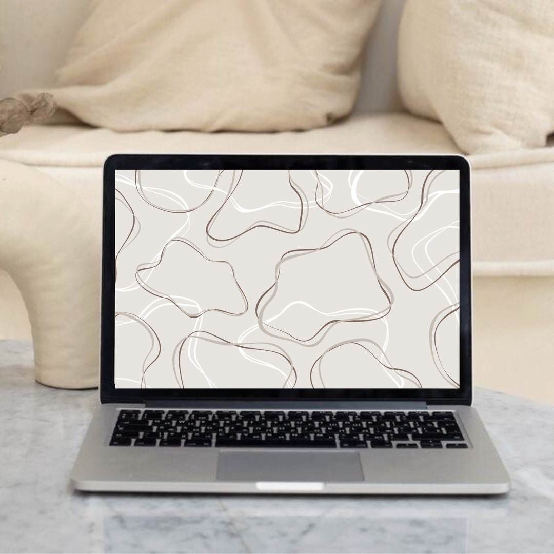 Neutral Desktop Wallpaper Abstract Minimalist Boho Aesthetic Laptop
