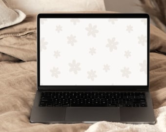 Neutral Desktop Wallpaper Floral Abstract Minimalist Boho Aesthetic Laptop Background | Digital Download