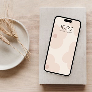 Boho Floral Neutral Aesthetic Phone Wallpaper Home Screen Background | Digital Download