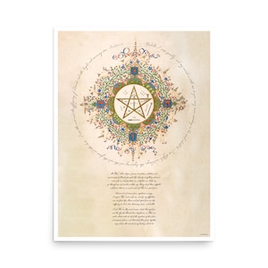 Pentagramm Poster mit Gebet auf Museumsqualität mattem Papier