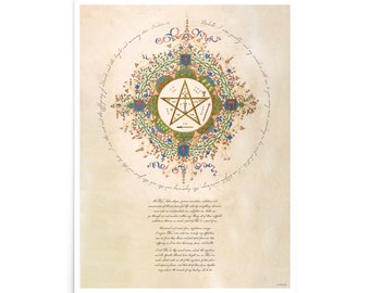 Protective Pentagram Poster with Prayer on Museum Quality Matte Paper