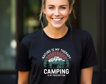 Camping Therapy T-Shirt - Casual Outdoor Adventure Style