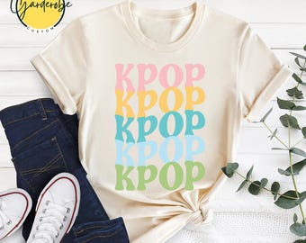 T-shirt K-Pop : motif coeur doigt coréen, t-shirt unisexe