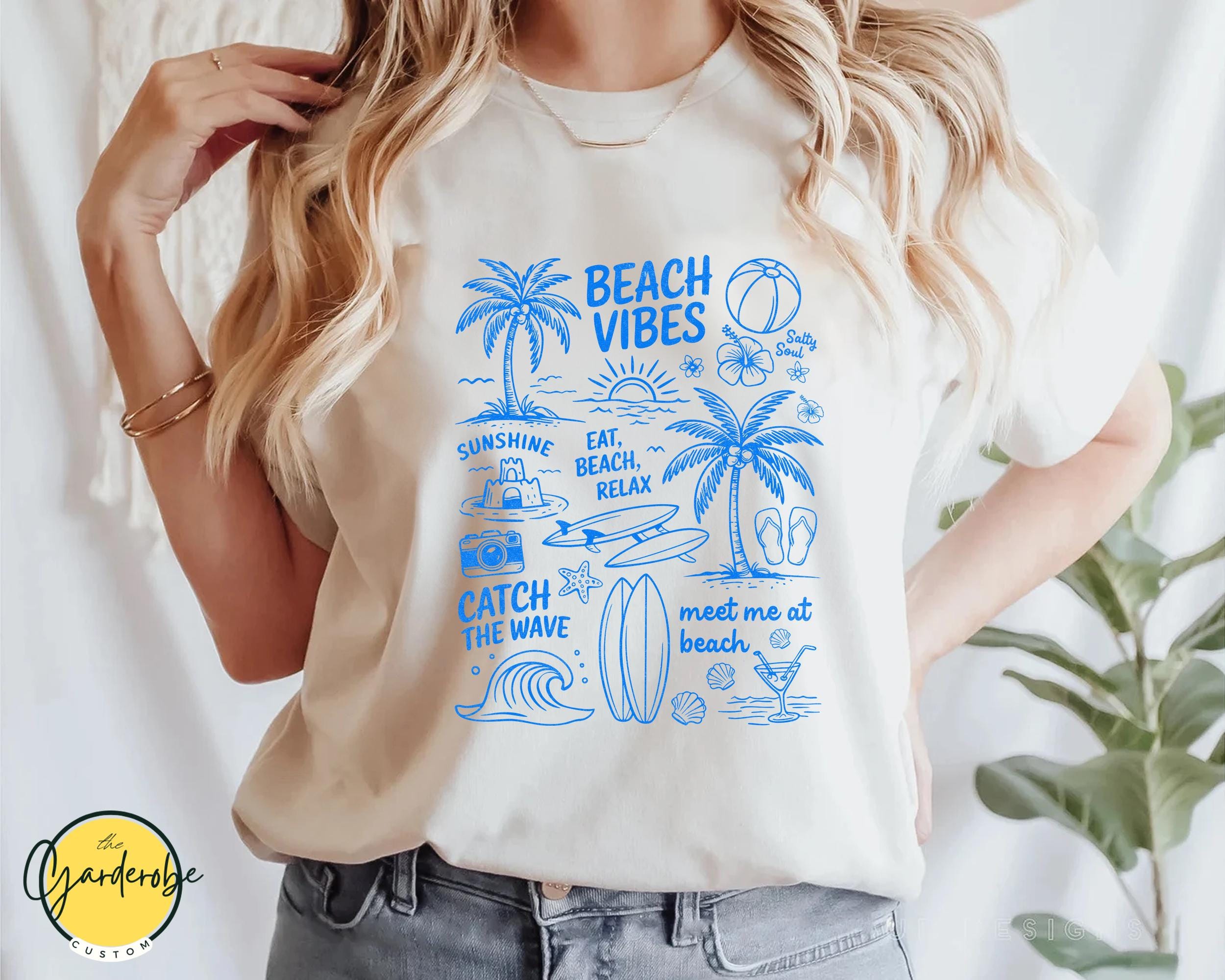 Beach Doodles T-shirt: Summer Vibes Graphic Tee - Etsy