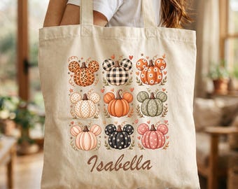 Personalized Fall Canvas Tote Bag, Autumn Tote Bags, Custom Pumpkin Bag, Fall Shoulder Bag, Pumpkin Lover Gifts, Autumn Birthday Gift Ideas