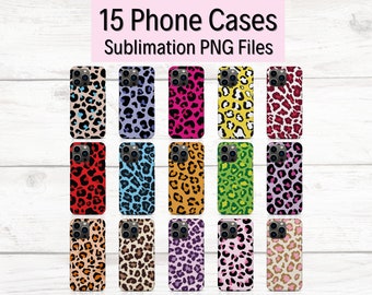 15 Leopard Phone Case Bundle, PNG Phone Case Sublimate, Phone Case Printable, iPhone Case Designs, Phone Case Templates, Leopard Lover Gift
