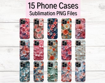 3D Flowers Phone Designs For Sublimation, Phone Case Sublimation Bundle, Spring Template Phone, Phone Case Printable, Phone Case Templates