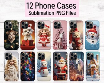 3D Christmas Phone Designs For Sublimation, Christmas Phone Case Sublimation Bundle, Template Custom Phone Case ,Phone Case Printable, PNG
