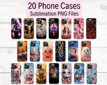 20 Phone Case Sublimation Bundles, PNG Sublimate Phone Case, 3D Print Case, 3D Phone Design, Phone Case Template SVG, Phone Cases Designs