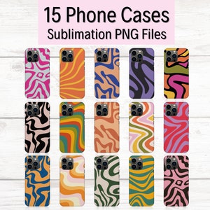 15 Retro Sublimation Phone Case Designs, Retro Phone Case PNG, Phone Case Bundle, Retro Phone Template, iPhone Case Template, iPhone Designs