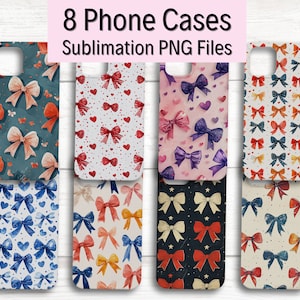 8 Schleifen Telefonhüllen Vorlage, PNG-Druck Telefonhülle, Schleifensublimationsdesigns, Telefonsublimationsvorlage, iPhone Sublimationshüllen, PNG Designs