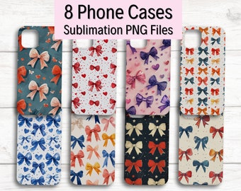 8 Bow Phone Cases Template, PNG Print Phone Case, Bow Sublimation Designs, Phone Sublimation Template, iPhone Sublimation Cases, PNG Designs