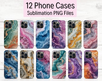 12 Marble Sublimation Phone Case Designs, iPhone Sublimation Templates, Phone Case SVG, Phone Cases Template Sublimation, Phone Case Bundle