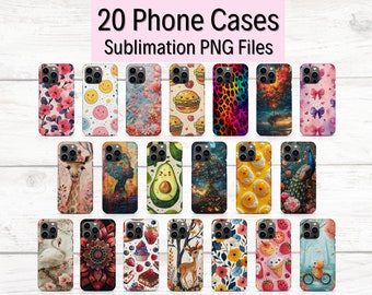 Lot de 20 coques de téléphone PNG, sublimation coque pour iPhone, sublimation de coque de téléphone designs, designs personnalisés coque de téléphone, sublimes designs de coque de téléphone