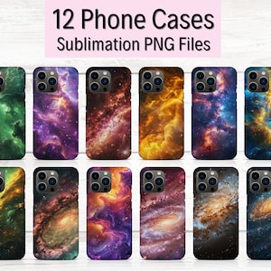 12 Galaxy Sublimation Phone Case Designs, iPhone Sublimation Cases, PNG Sublimate Phone Case, iPhone Case Templates, Phone Cases Bundle, PNG