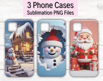 Sublimeringsdesign för 3D-julskal till iPhone, sublimeringsmall för telefon, jultelefondesign, utskrivbart telefonskal, iPhone-mallar