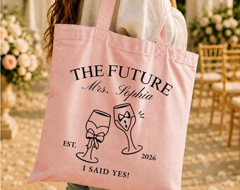 Customized Future Mrs Tote Bag, Engagement Tote Bag, Bride Canvas Tote, Bride to Be Tote Bag, Engagement Party Gifts, Couple Gift Bag