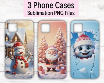 3D Cute Christmas Phone Sublimation, Christmas iPhone Templates, Christmas iPhone Designs, New Year PNG Print, iPhone Sublimation Case, PNG