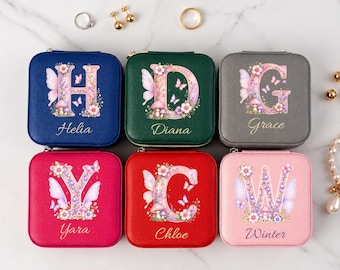 Customized Fairy Alphabet Jewelry Box with Name, Mini Jewellery Case, Custom Letter Jewelry Case, Bridal Keepsake Gift, Girls Jewelry Holder