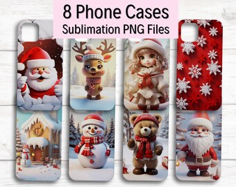 3D Christmas Phone Case Bundle, iPhone Case Templates, Sublimation Phone Case PNG, New Year Phone Cases, iPhone Case Designs, Phone Case SVG