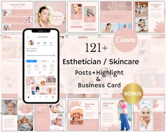 Esthetician Instagram Template, Esthetician Instagram Post, Templates Instagram Skincare, Esthetician Canva Template, Esthetician Highlights