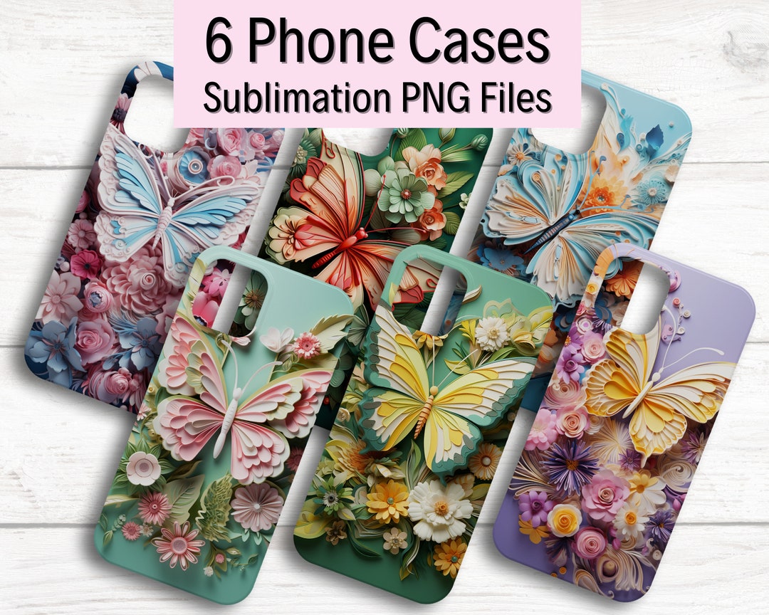 3D Butterfly Sublimation Phone Case Designs, 3D Butterfly Template