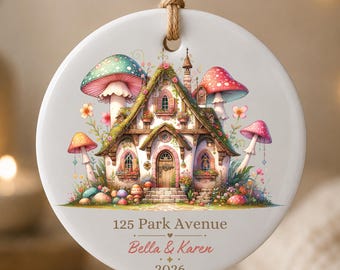 Personalized Mushroom Housewarm Ornament, Gift New Homeowner, Mushroom Decoration Home Decor, Realtor Closing Gift, Housewarm Gifts