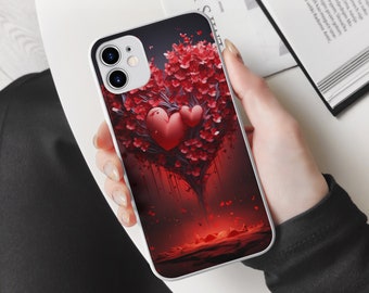 iPhone Sublimation Case, 3D Red Heart PNG, Sublimation Phone Case Design, Heart Print Phone Case, Red Heart iPhone Case, Phone Case PNG