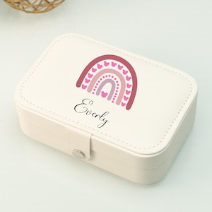 Personalized Rainbow Jewellery Case with Name For kids, Custom Leather Travel Jewelry Box, For Little Girls, Jewelry Box Gift For Child