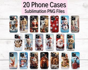20 Christmas Sublimation Phone Cases, 3D Christmas Phone Case PNG, iPhone Case Designs PNG, Christmas Phone Case Bundle, Phone Case SVG