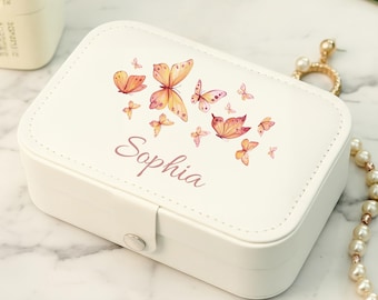 Customized Butterfly Jewelry Box for Girls, Mini Travel Jewellery Box, Butterfly Keepsake Gift, Teens Girl Custom Gifts, Teen Jewelry Cases